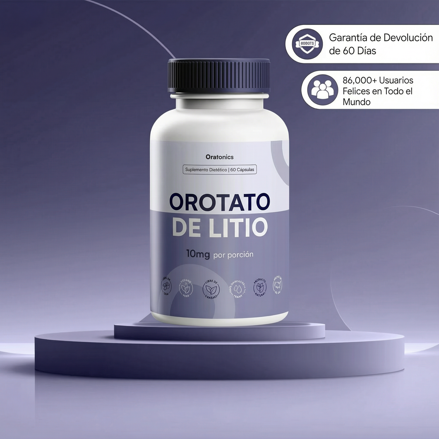 Nuevas Cápsulas para el Ánimo, Estrés y Ansiedad | 10 mg de Orotato de Litio