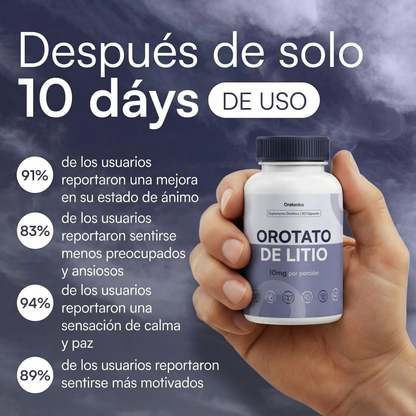 Nuevas Cápsulas para el Ánimo, Estrés y Ansiedad | 10 mg de Orotato de Litio
